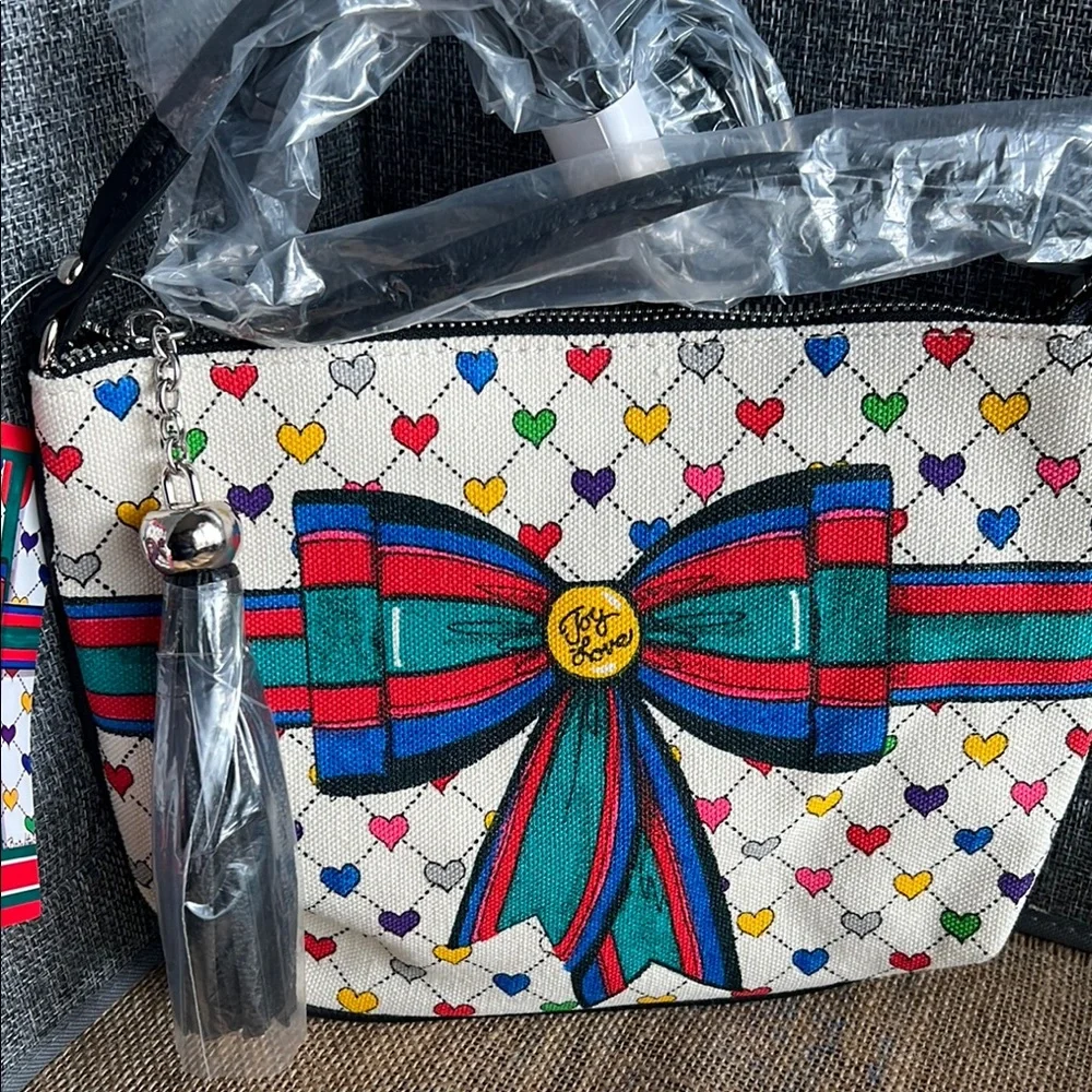 BRIGHTON LOVE & JOY canvas Hearts Crossbody Bag (NWT) ♥️ - Picture 4 of 14